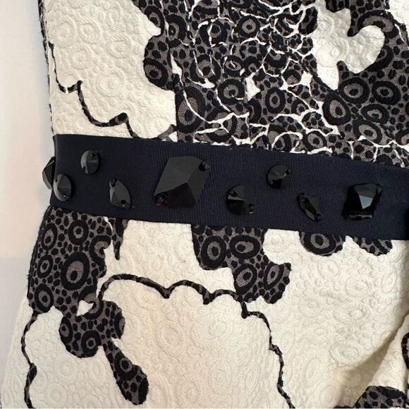 Peter Som Career Dress / Cocktail Dress in black and white print w/ beaded belt - Picture 4 of 15
